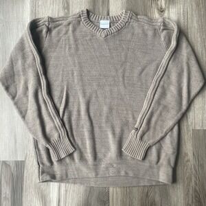 Columbia Sweater Mens L Pullover Mini V Neck Brown Long Sleeve XCO Gorpcore